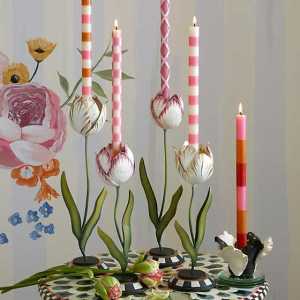 Tulip Candle Holder - Gold & Ivory - Large