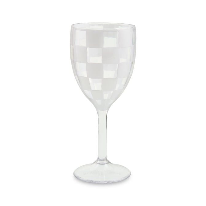 White Check Acrylic Wine Goblets Set of 4
