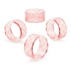 Pink Check Napkin Rings, Set of 4