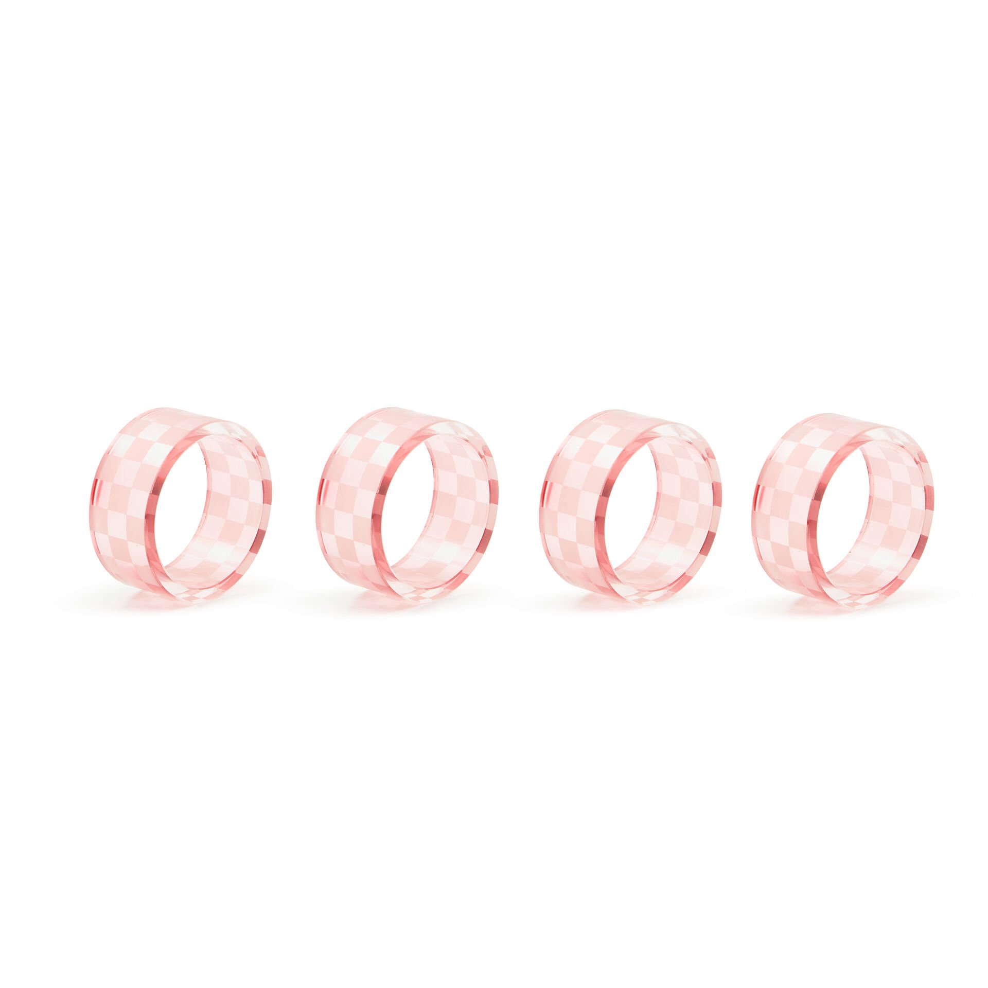Pink Check Napkin Rings, Set of 4