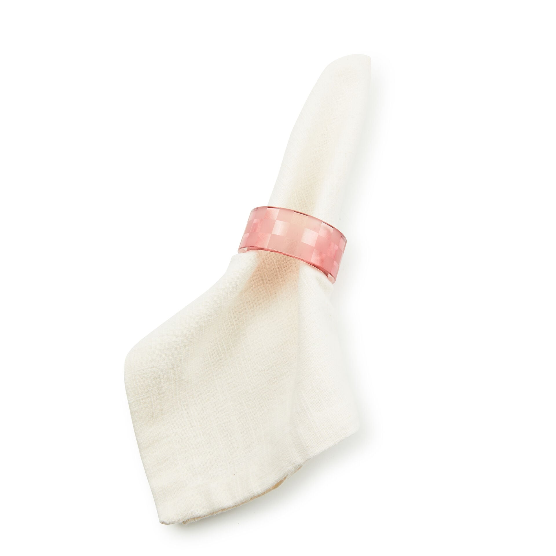 Pink Check Napkin Rings Set of 4