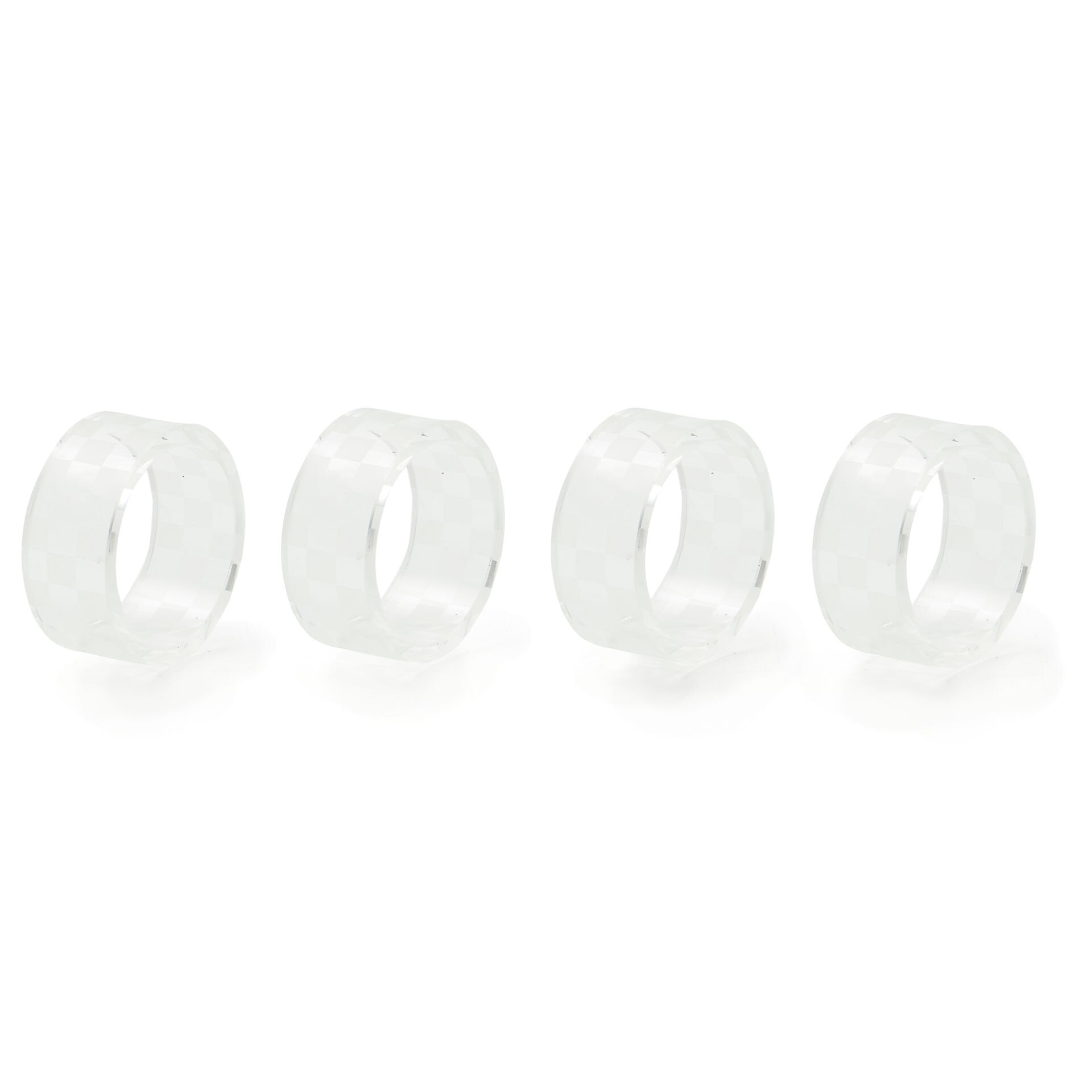 Clear Check Napkin Rings, Set of 4