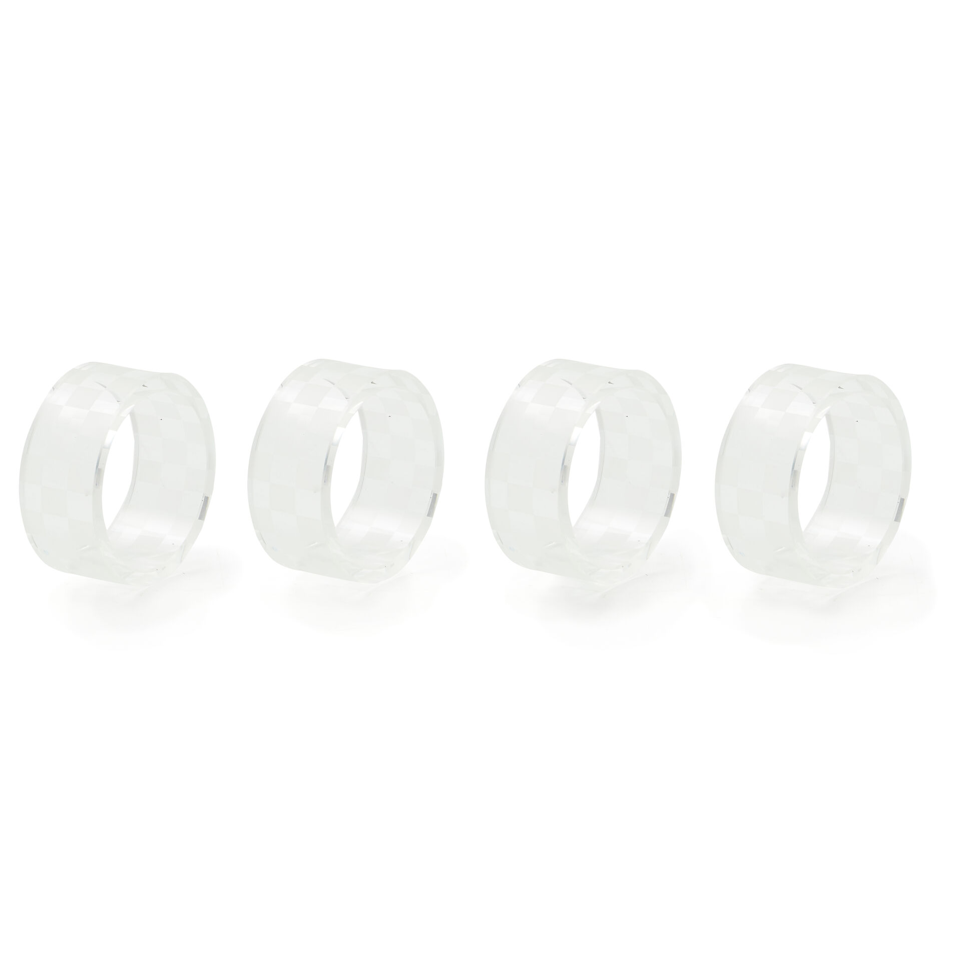 Clear Check Napkin Rings, Set of 4