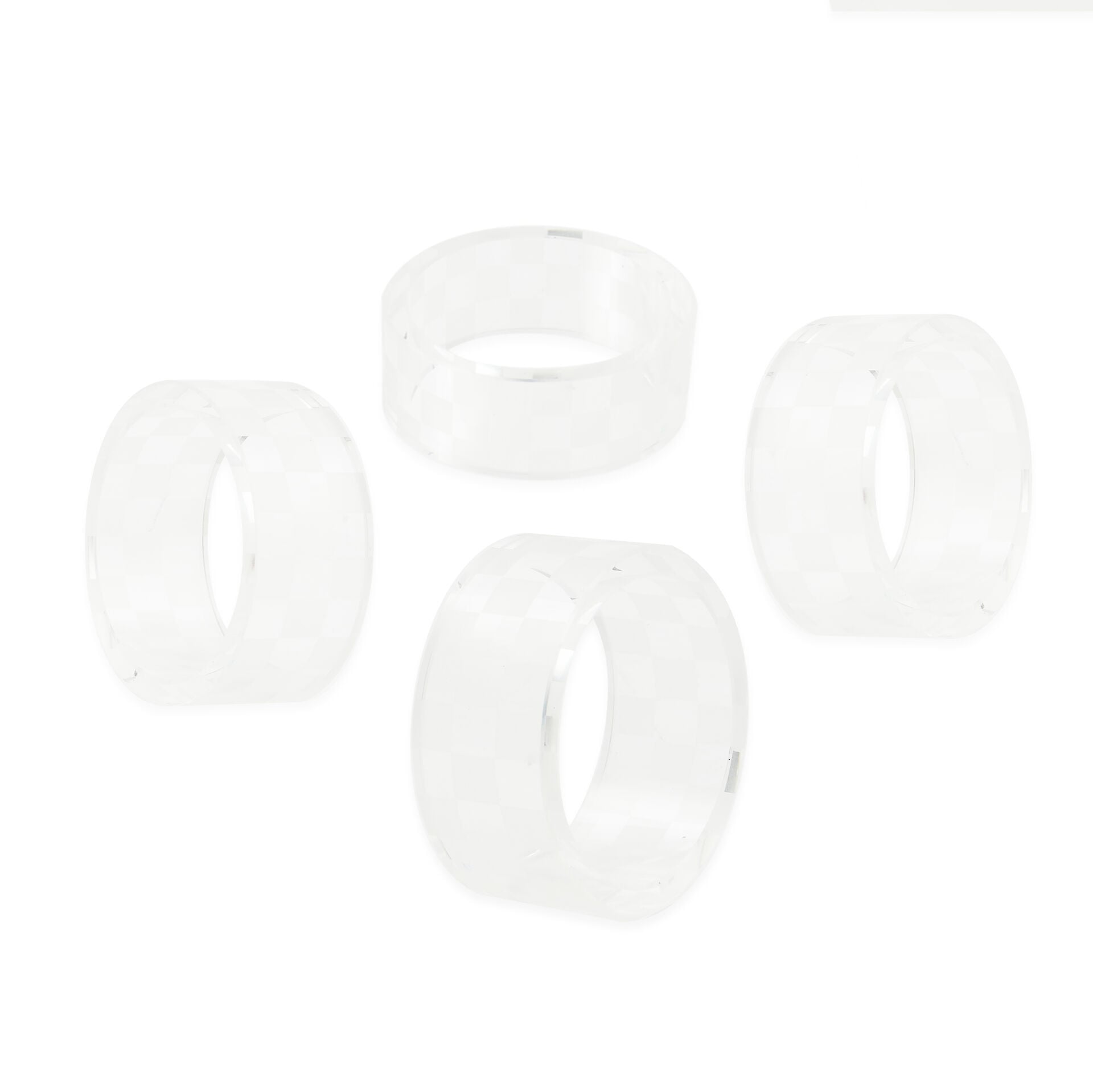 Clear Check Napkin Rings, Set of 4