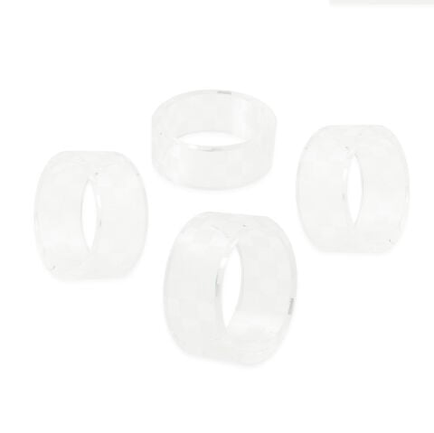 Clear Check Napkin Rings, Set of 4