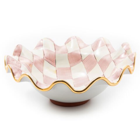 Rosy Check Medium Ceramic Fluted Serving Bowl