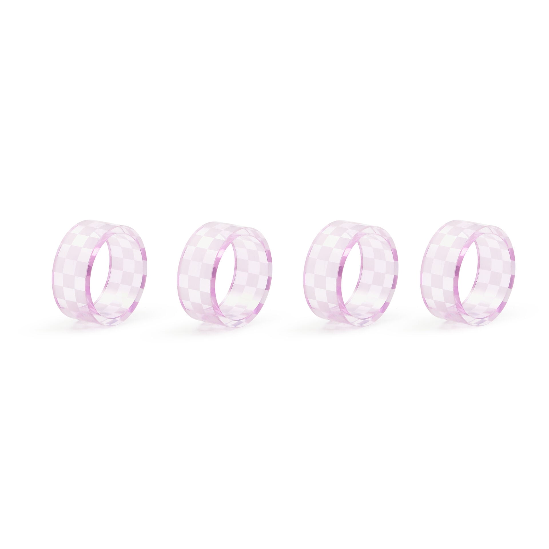 Lavender Check Napkin Rings, Set of 4