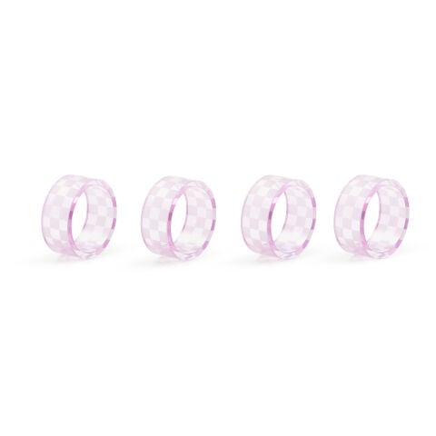 Lavender Check Napkin Rings Set of 4