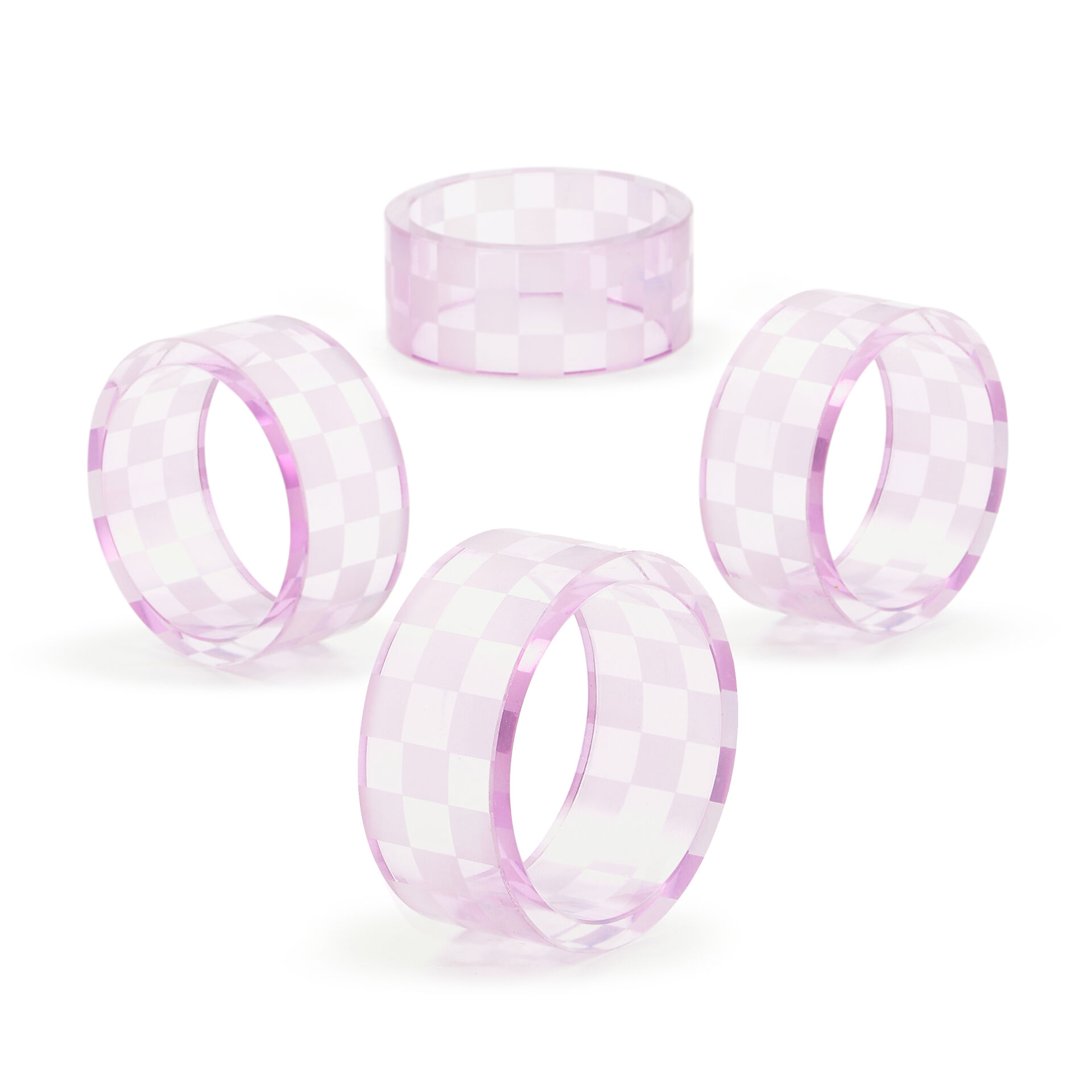 Lavender Check Napkin Rings Set of 4
