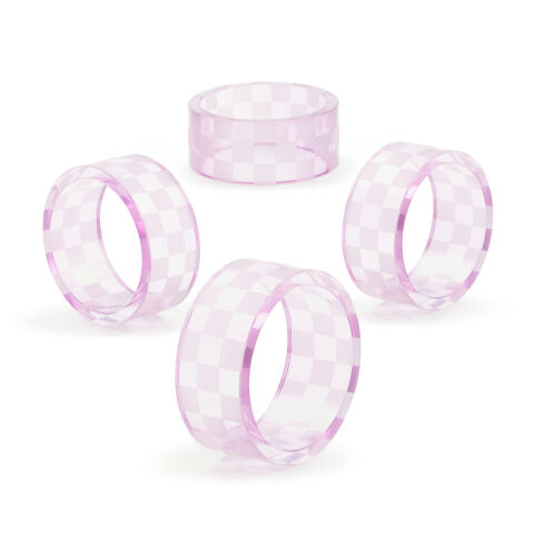 Lavender Check Napkin Rings Set of 4