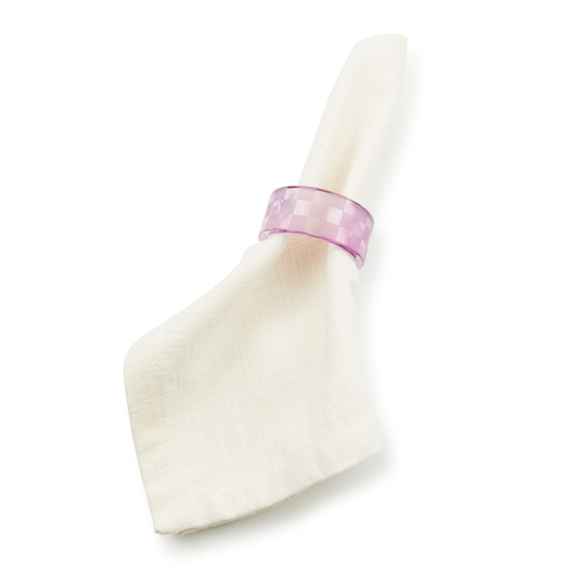 Lavender Check Napkin Rings Set of 4