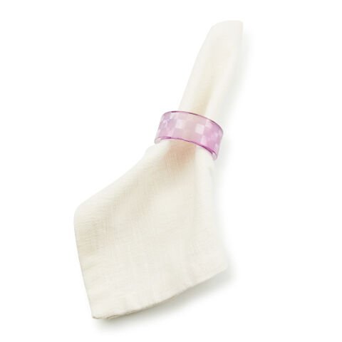 Lavender Check Napkin Rings, Set of 4