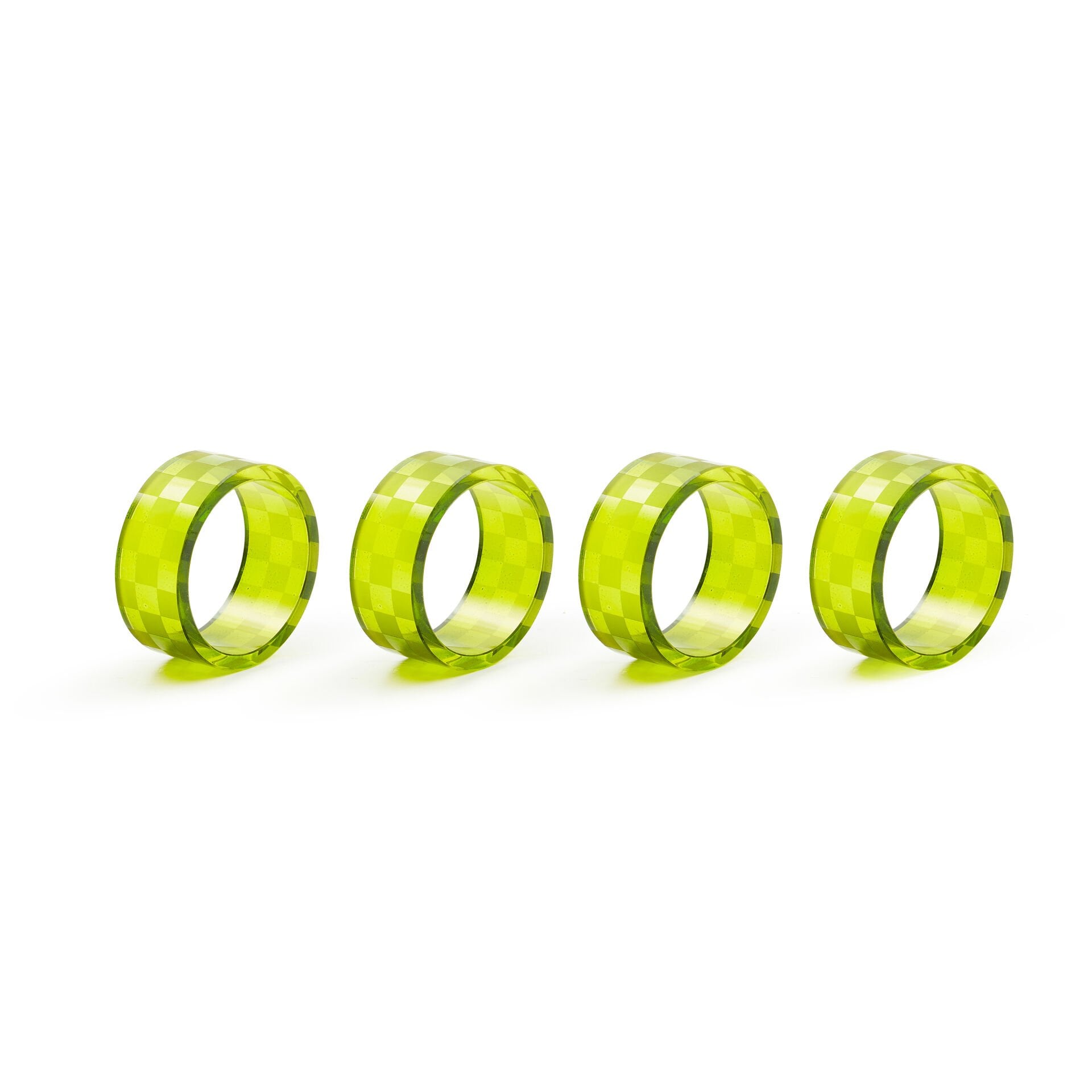 Green Check Napkin Rings, Set of 4