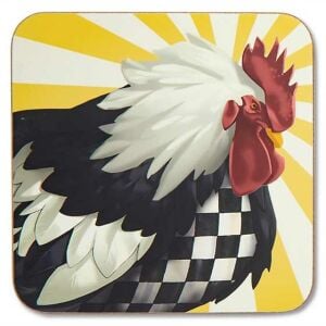Sunrise Rooster Cork Back Coasters - Set of 4