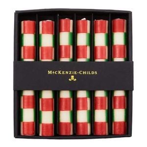 Check Red & Green Mini Dinner Candles, Set of 6