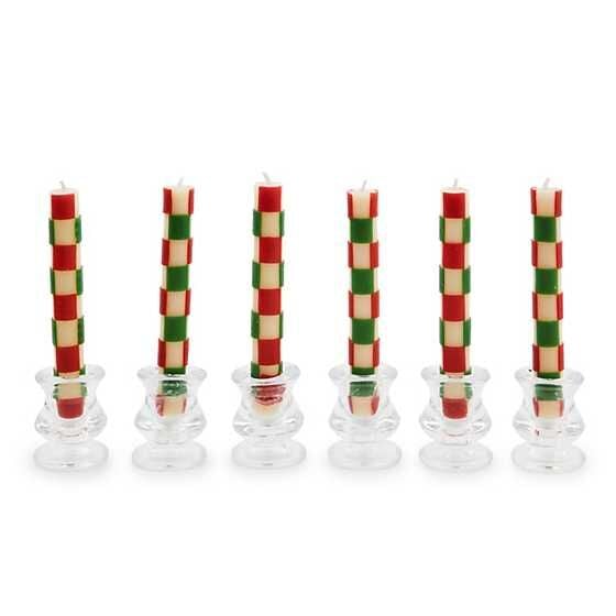 Check Red & Green Mini Dinner Candles, Set of 6