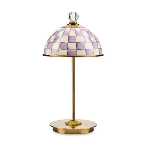 Violet Check LED Rechargeable Dome Table Lamp