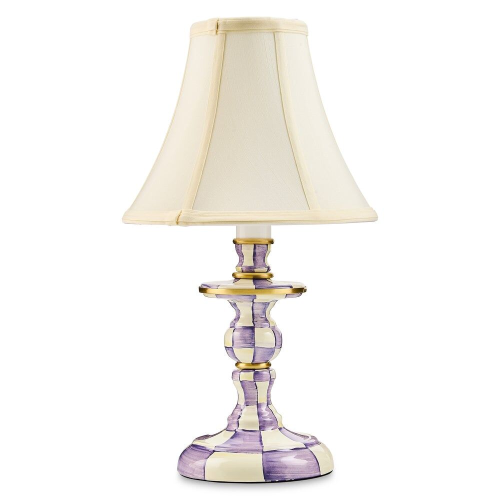 Violet Check Candlestick Lamp