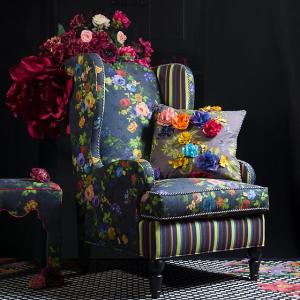 Covent Garden Floral Square Pillow - Grey