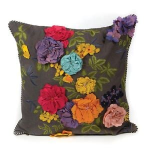 Covent Garden Floral Square Pillow - Grey