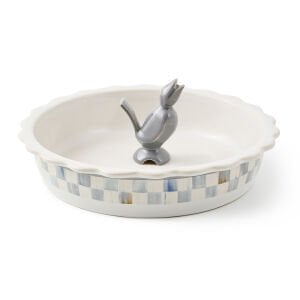 Sterling Check Everyday Pie Plate with Pie Bird
