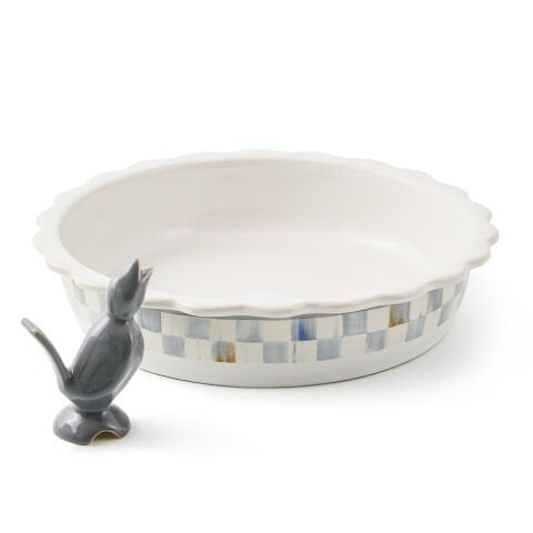 Sterling Check Everyday Pie Plate with Pie Bird