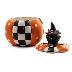 Black Cat Lidded Pumpkin Dish