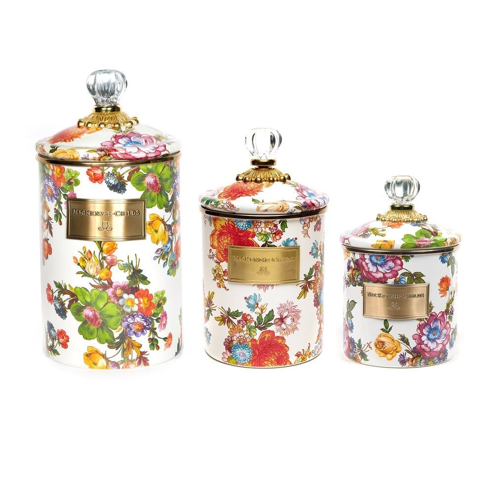 White Flower Market White Canisters, Set of 3