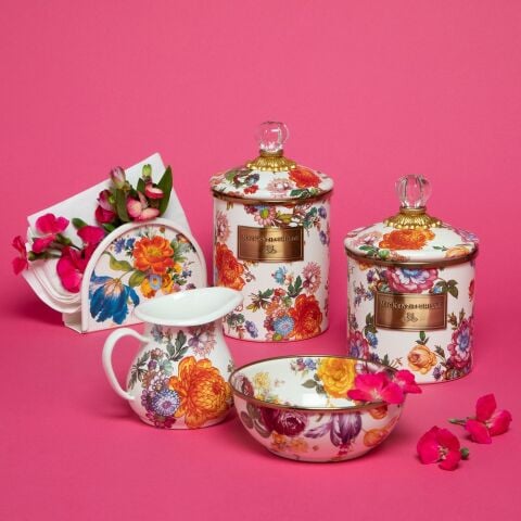 White Flower Market White Canisters, Set of 3