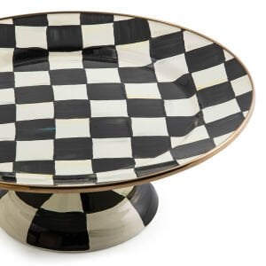 Courtly Check Enamel Pedestal Platter - Small