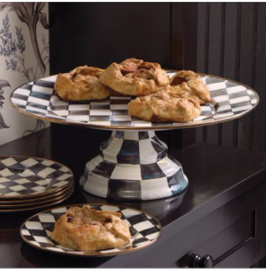 Courtly Check Enamel Pedestal Platter - Large