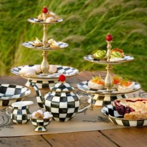 Courtly Check Enamel Three Tier Sweet Stand