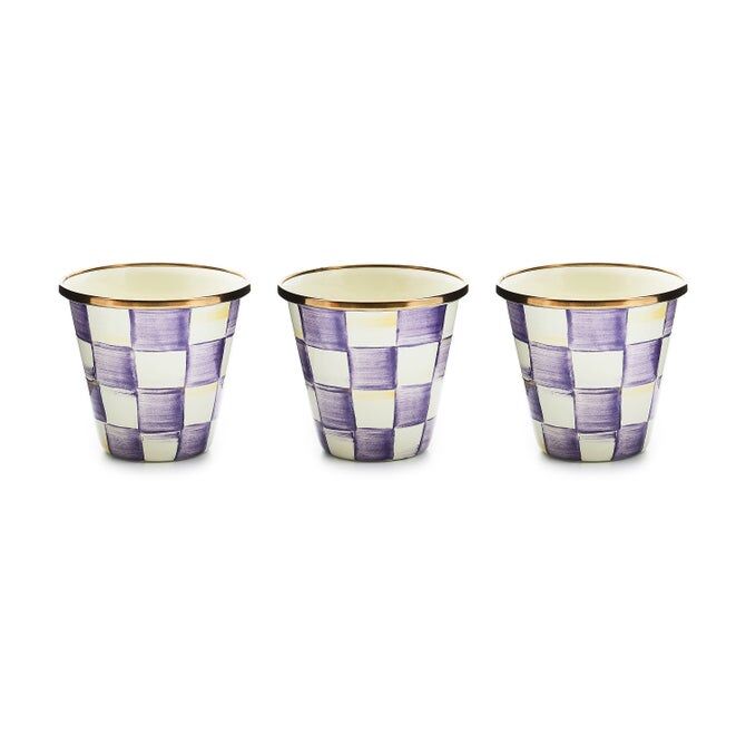 Violet Check Herb Pots Set of 3