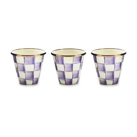 Violet Check Herb Pots Set of 3