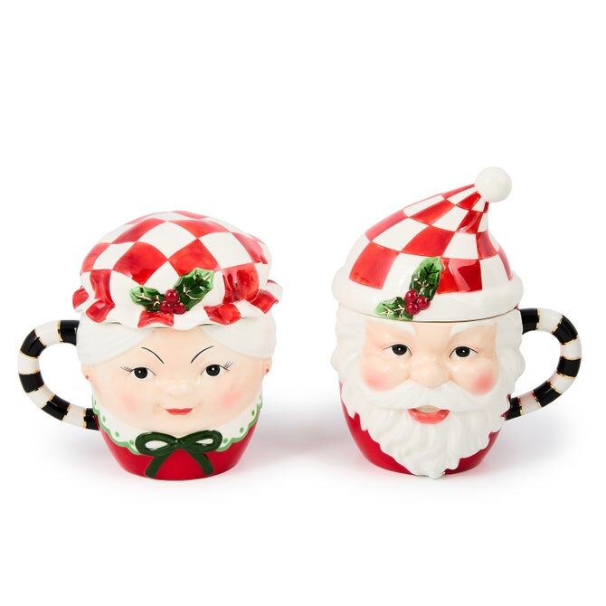 Check It Out Mr and Mrs Claus Mugs Set of 2