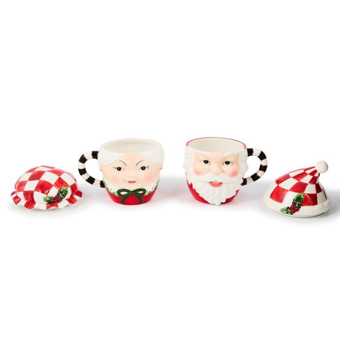 Check It Out Mr and Mrs Claus Mugs Set of 2