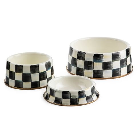 Courtly Check Enamel Pet Dish - Medium