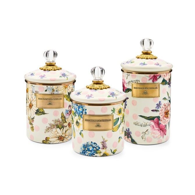 Wildflowers Enamel Large Canister - Green