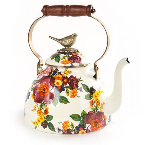 Flower Market 3 Qt Tea Kettle with Bird