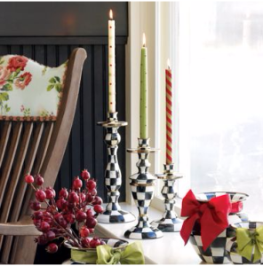 Courtly Check Enamel Candlestick - Large