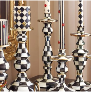 Courtly Check Enamel Candlestick - Large