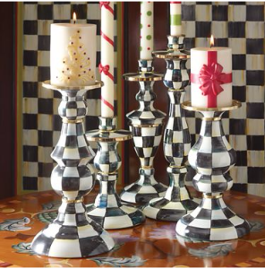 Courtly Check Enamel Candlestick - Large