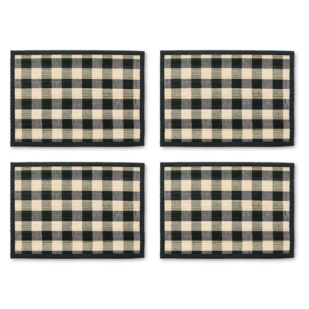 Black Woven Check Straw Placemats Set of 4