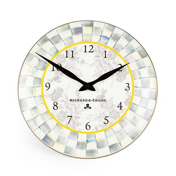 Sterling Check Enamel Clock