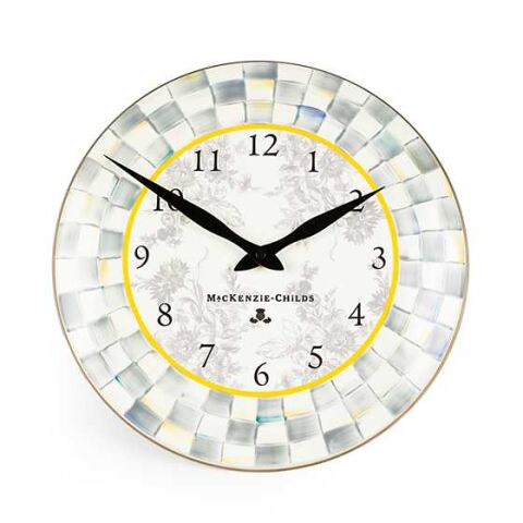 Sterling Check Enamel Clock