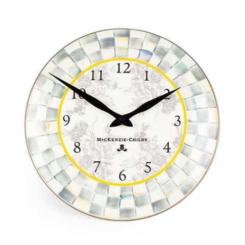 Sterling Check Enamel Clock
