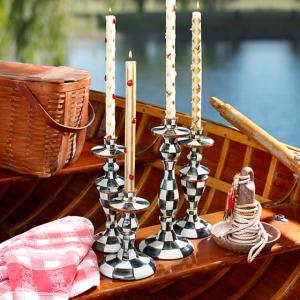 Courtly Check Enamel Candlestick - Medium