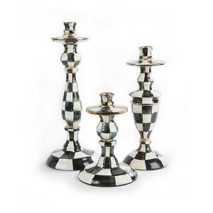 Courtly Check Enamel Candlestick - Medium