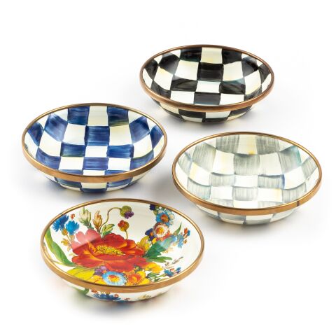 Sterling Check Enamel Dipping Bowl