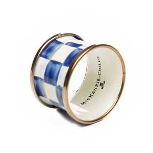 Royal Check Enamel Napkin Rings - Set of 4